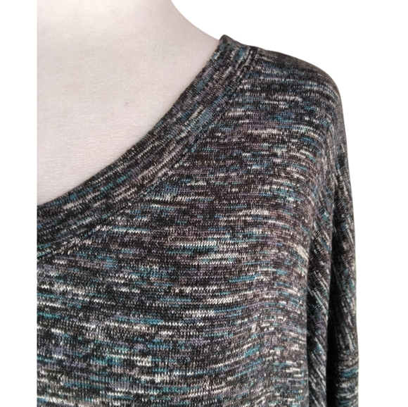 Chico's Heathered Space Dye Long Sleeve Scoop Neck Sweater Size 2 Large - Picture 3 of 8